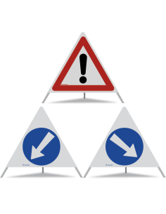 TRIOPAN Faltsignal 70 R2 Retro-reflektierend Kombi mit Etui (Andere Gefahren - Links umfahren - Rechts umfahren)