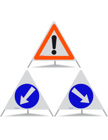 TRIOPAN Faltsignal 70 R1 Reflektierend Kombi mit Etui (Andere Gefahren - Links umfahren - Rechts umfahren)