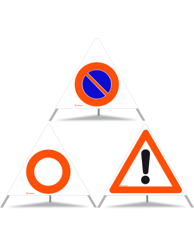 TRIOPAN Faltsignal 70 Tagesleuchtend Kombi mit Etui (Parkieren verboten - Fahrverbot - Andere Gefahren)