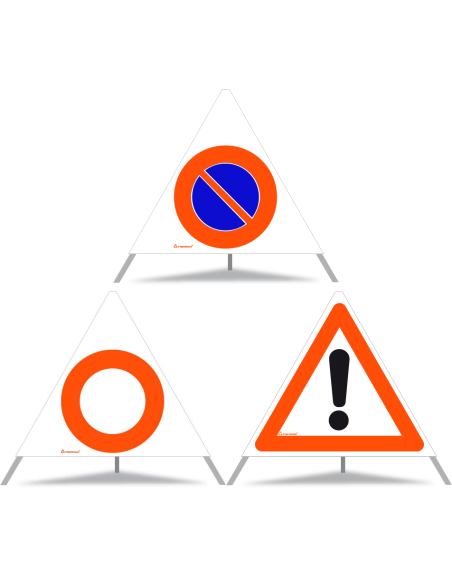 TRIOPAN Faltsignal 70 Tagesleuchtend Kombi mit Etui (Parkieren verboten - Fahrverbot - Andere Gefahren)