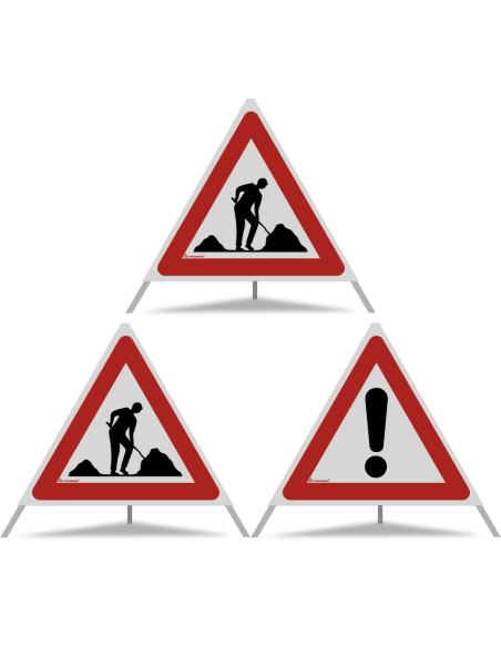 TRIOPAN Faltsignal 70 R2 Retro-reflektierend Kombi mit Etui (2x Baustelle - Andere Gefahren)