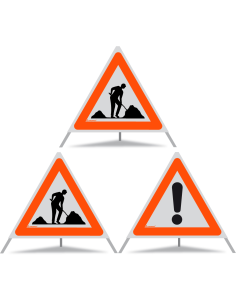 TRIOPAN Faltsignal 70 R1 Reflektierend Kombi mit Etui (2x Baustelle - Andere Gefahren)