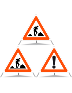 TRIOPAN Faltsignal 70 Tagesleuchtend Kombi mit Etui (2x Baustelle - Andere Gefahren)