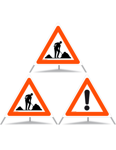 TRIOPAN Faltsignal 70 Tagesleuchtend Kombi mit Etui (2x Baustelle - Andere Gefahren)