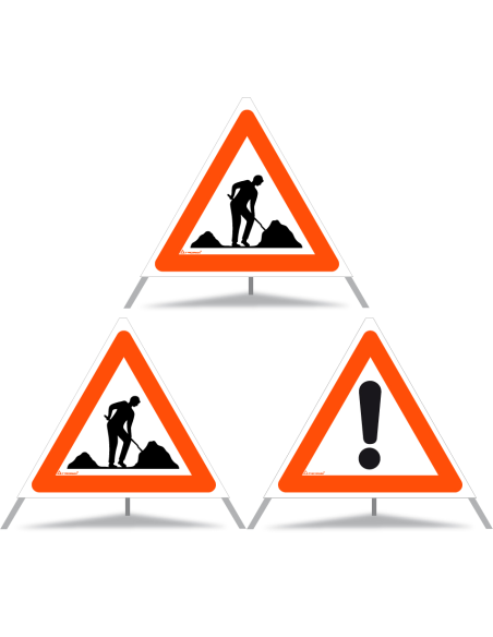 TRIOPAN Faltsignal 70 Tagesleuchtend Kombi mit Etui (2x Baustelle - Andere Gefahren)