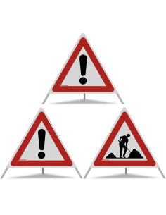 TRIOPAN Faltsignal 70 R2 Retro-reflektierend Kombi mit Etui (2x Andere Gefahren - Baustelle)