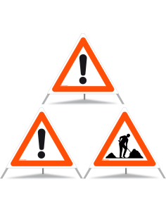 TRIOPAN Faltsignal 70 Tagesleuchtend Kombi mit Etui (2x Andere Gefahren - Baustelle)