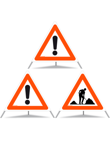 TRIOPAN Faltsignal 70 Tagesleuchtend Kombi mit Etui (2x Andere Gefahren - Baustelle)