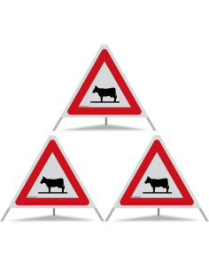 TRIOPAN Faltsignal 60 R2 Retro-reflektierend mit Etui (3x Kuhsymbol)
