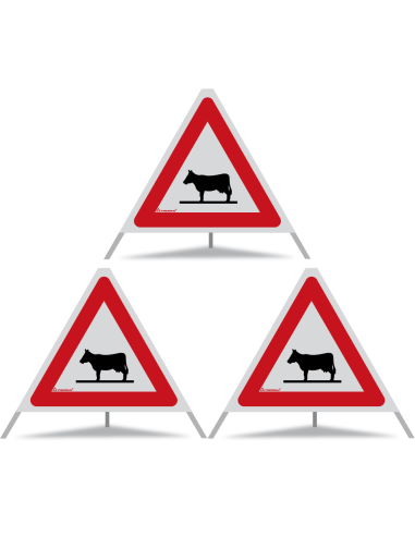 TRIOPAN Faltsignal 60 R2 Retro-reflektierend mit Etui (3x Kuhsymbol)