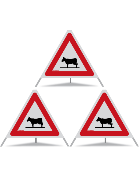 TRIOPAN Faltsignal 60 R2 Retro-reflektierend mit Etui (3x Kuhsymbol)