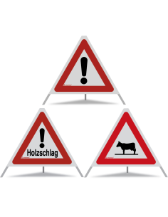 TRIOPAN Faltsignal 60 R2 Retro-reflektierend Kombi mit Etui (Andere Gefahren - Holzschlag - Kuhsymbol)