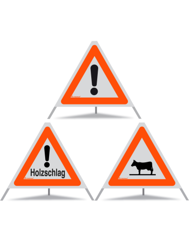TRIOPAN Faltsignal 60 R1 Reflektierend Kombi mit Etui (Andere Gefahren - Holzschlag - Tiere)