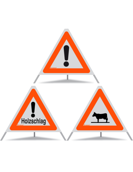 TRIOPAN Faltsignal 60 R1 Reflektierend Kombi mit Etui (Andere Gefahren - Holzschlag - Tiere)