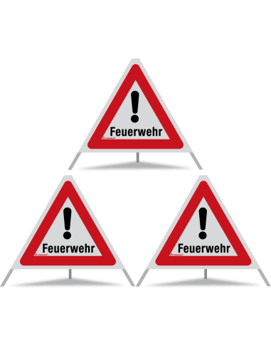 TRIOPAN Faltsignal 60 R2 Retro-reflektierend mit Etui (3x Feuerwehr)