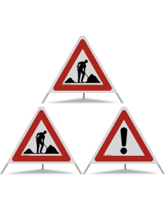 TRIOPAN Faltsignal 60 R2 Retro-reflektierend Kombi mit Etui (2x Baustelle - Andere Gefahren)