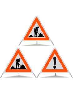 TRIOPAN Faltsignal 60 R1 Reflektierend Kombi mit Etui (2x Baustelle - Andere Gefahren)