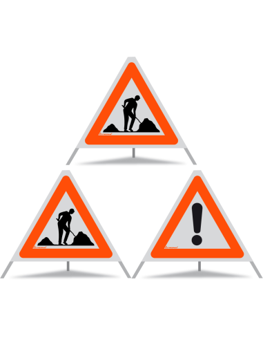 TRIOPAN Faltsignal 60 R1 Reflektierend Kombi mit Etui (2x Baustelle - Andere Gefahren)