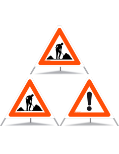 TRIOPAN Faltsignal 60 Tagesleuchtend Kombi mit Etui (2x Baustelle - Andere Gefahren)