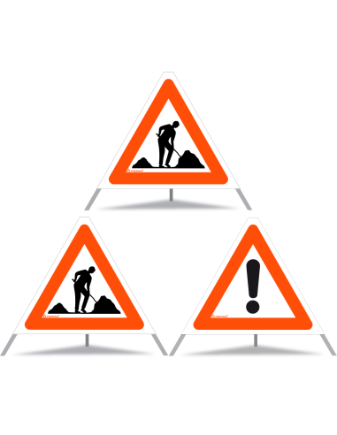 TRIOPAN Faltsignal 60 Tagesleuchtend Kombi mit Etui (2x Baustelle - Andere Gefahren)