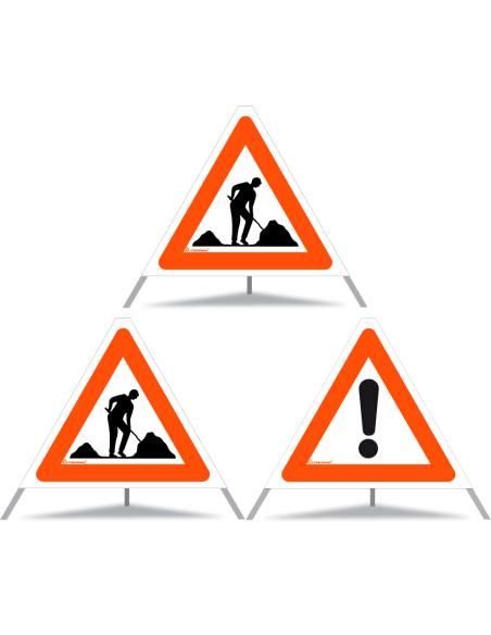 TRIOPAN Faltsignal 60 Tagesleuchtend Kombi mit Etui (2x Baustelle - Andere Gefahren)