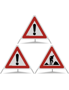 TRIOPAN Faltsignal 60 R2 Retro-reflektierend Kombi mit Etui (2x Andere Gefahren - Baustelle)