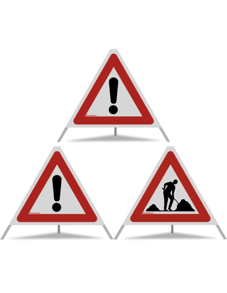 TRIOPAN Faltsignal 60 R2 Retro-reflektierend Kombi mit Etui (2x Andere Gefahren - Baustelle)