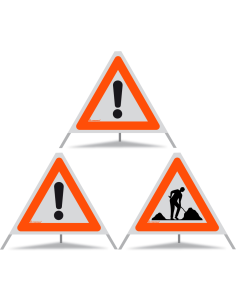 TRIOPAN Faltsignal 60 R1 Reflektierend Kombi mit Etui (2x Andere Gefahren - Baustelle)