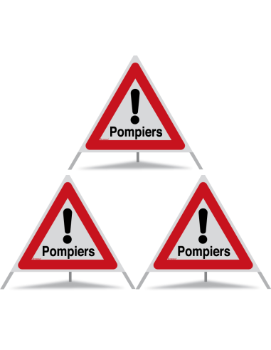 TRIOPAN Faltsignal 90 R2 Retro-reflektierend mit Etui (3x Pompiers)