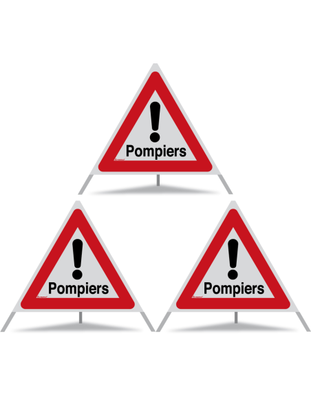 TRIOPAN Faltsignal 90 R2 Retro-reflektierend mit Etui (3x Pompiers)