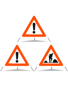 TRIOPAN Faltsignal 60 Tagesleuchtend Kombi mit Etui (2x Andere Gefahren - Baustelle)
