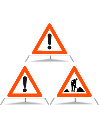 TRIOPAN Faltsignal 60 Tagesleuchtend Kombi mit Etui (2x Andere Gefahren - Baustelle)