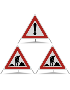 TRIOPAN Faltsignal 90 R2 Retro-reflektierend Kombi mit Etui (2x Baustelle - Andere Gefahren)