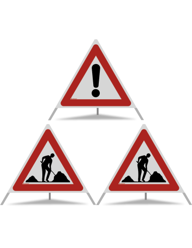 TRIOPAN Faltsignal 90 R2 Retro-reflektierend Kombi mit Etui (2x Baustelle - Andere Gefahren)