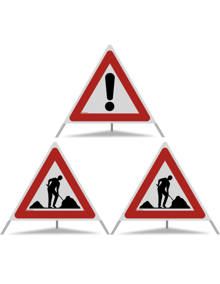 TRIOPAN Faltsignal 90 R2 Retro-reflektierend Kombi mit Etui (2x Baustelle - Andere Gefahren)