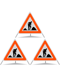 TRIOPAN Faltsignal 70 R1 Reflektierend mit Etui (3x Baustelle)