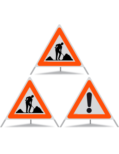 TRIOPAN Faltsignal 90 R1 Reflektierend Kombi mit Etui (2x Baustelle - Andere Gefahren)