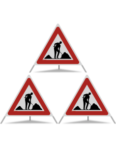 TRIOPAN Faltsignal 90 R2 Retro-reflektierend mit Etui (3x Baustelle)