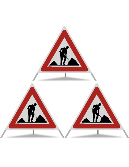 TRIOPAN Faltsignal 90 R2 Retro-reflektierend mit Etui (3x Baustelle)