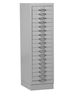 Wolfstahl Schubladenschrank Stahl A4 18 Schubladen lichtgrau 30 x 40 x 105 cm