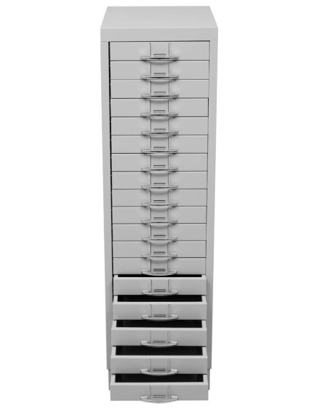 Wolfstahl Schubladenschrank Stahl A4 18 Schubladen lichtgrau 30 x 40 x 105 cm