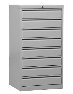 Wolfstahl Schubladenschrank Stahl A3 8 Schubladen lichtgrau 53 x 43 x 98 cm