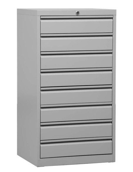 Wolfstahl Schubladenschrank Stahl A3 8 Schubladen lichtgrau 53 x 43 x 98 cm