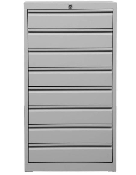 Wolfstahl Schubladenschrank Stahl A3 8 Schubladen lichtgrau 53 x 43 x 98 cm