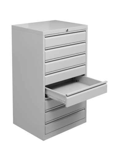 Wolfstahl Schubladenschrank Stahl A3 8 Schubladen lichtgrau 53 x 43 x 98 cm