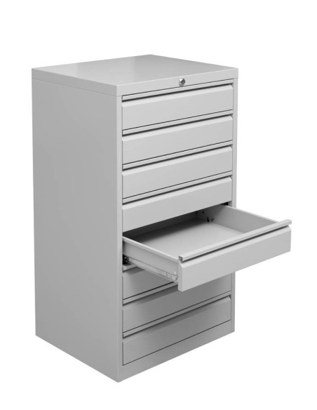 Wolfstahl Schubladenschrank Stahl A3 8 Schubladen lichtgrau 53 x 43 x 98 cm