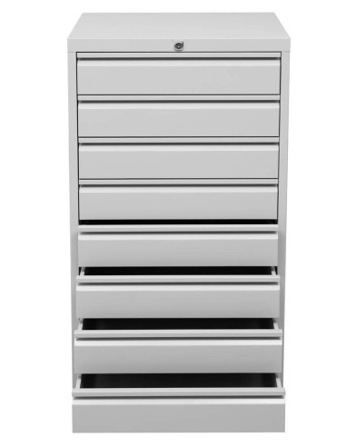 Wolfstahl Schubladenschrank Stahl A3 8 Schubladen lichtgrau 53 x 43 x 98 cm