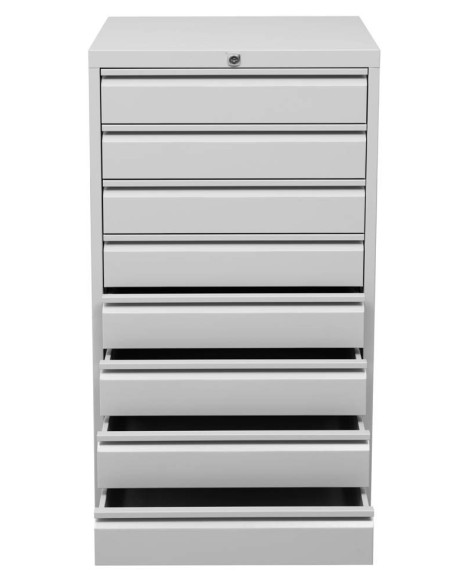 Wolfstahl Schubladenschrank Stahl A3 8 Schubladen lichtgrau 53 x 43 x 98 cm
