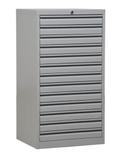 Wolfstahl Schubladenschrank Stahl A3 13 Schubladen lichtgrau 53 x 43 x 98 cm