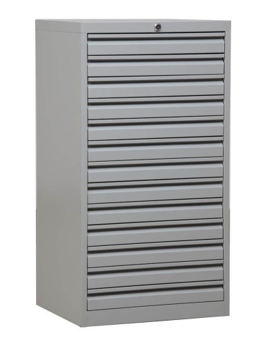 Wolfstahl Schubladenschrank Stahl A3 13 Schubladen lichtgrau 53 x 43 x 98 cm